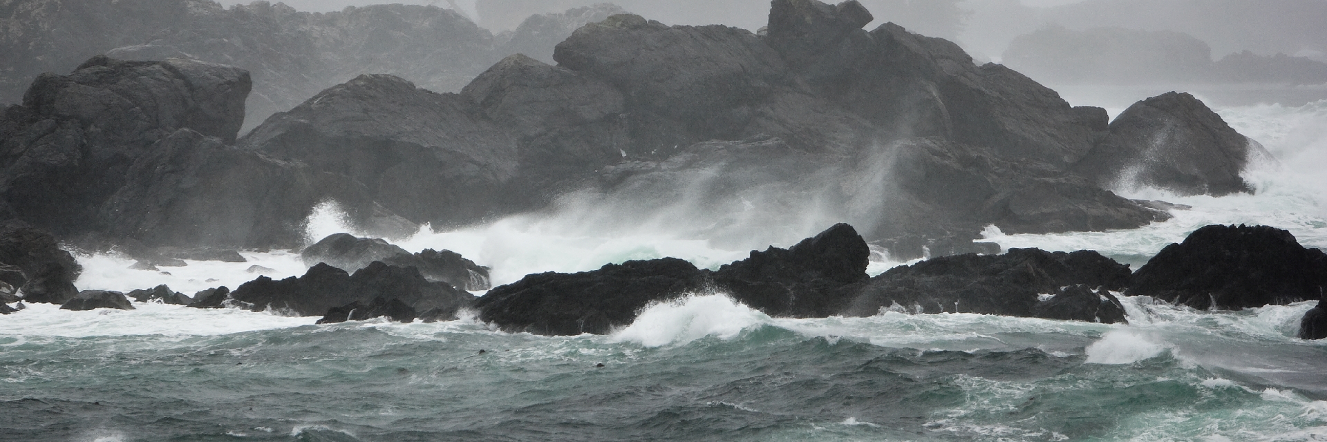 Pounding storm surge meets immovable rock outcroppings on Ucluelet's Wild Pacific Trail
